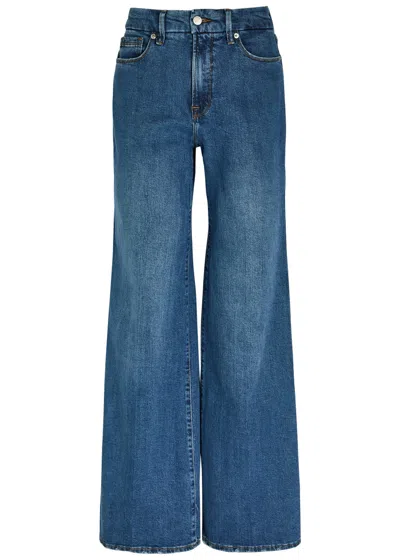 Good American Good Waist High Rise Palazzo Ankle Jeans In Indigo1281 In Blue