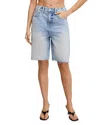 Good American Good Standard Raw Hem Denim Bermuda Shorts In Indigo