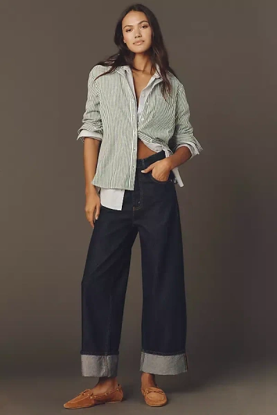 Good American Good Standard Low-rise Baggy Cuffed Jeans In Blue