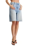 Good American Good Standard Raw Hem Denim Bermuda Shorts In Indigo888