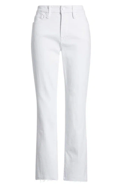 Good American Good Straight High Waist Raw Hem Straight Leg Jeans In White