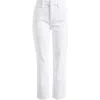 Good American Good Straight High Waist Raw Hem Straight Leg Jeans In White