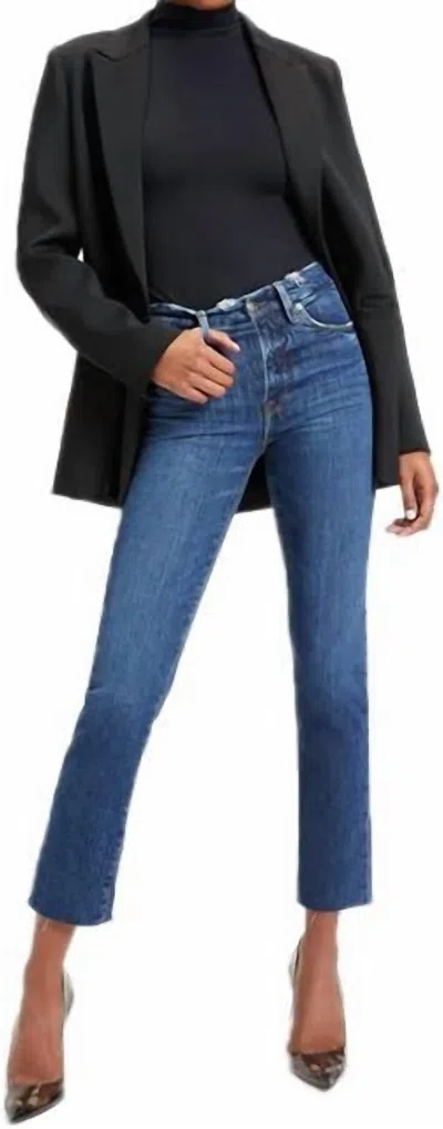 Good American Good Straight Split Pocket Jeans In Indigo In Blue