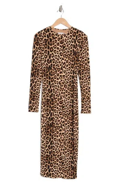 Good American Good Touch Long Sleeve Body-con Midi Dress In Wild Leopard003