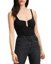 Good American Good Touch U Ring Ruched Thong Bodysuit In Black