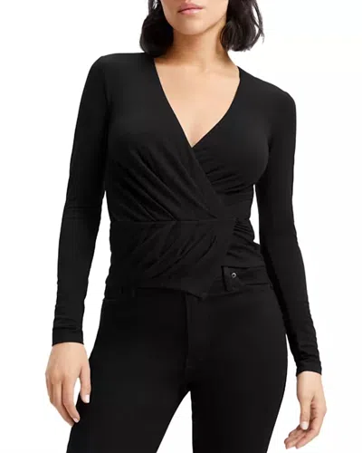 Good American Good Touch Wrap Top In Black