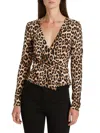 Good American Good Touch Wrap Top In Leopard In Multi