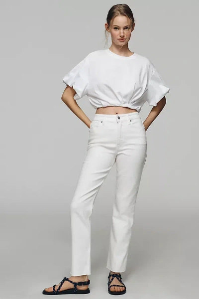 Good American Good True High-rise Straight-leg Jeans In White