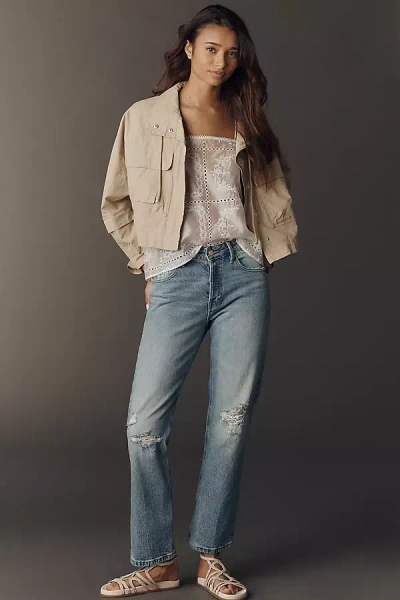 Good American Good Vintage Mid-rise Straight-leg Distressed Jeans In Blue