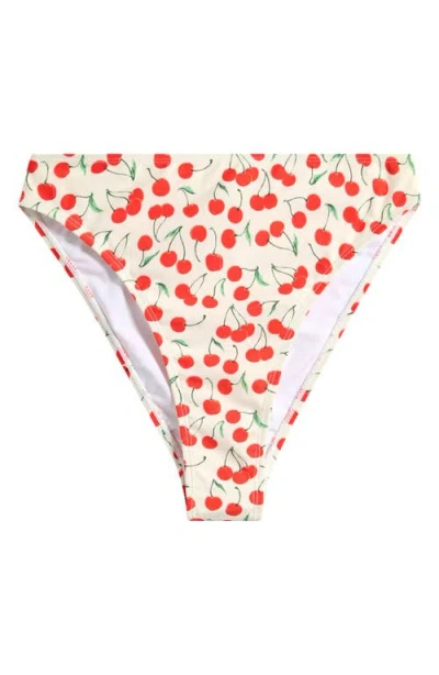 Good American Good Waist Cherry Print Cheeky Bikini Bottoms In Snow Cherries 04