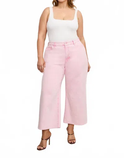 GOOD AMERICAN GOOD WAIST CROPPED PALAZZO JEANS IN MINERAL ROSE QUARTZ