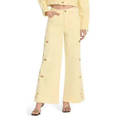 Good American Womens Anise Yellow Good Waist Palazzo Stretch-denim Jeans