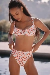 Good American Cherry Good Waist Cheeky Bikini Bottoms Snow Cherries In Red