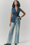 Good American Good Waist High-rise Crop Palazzo Jeans In Blue