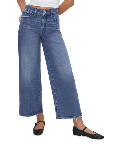 GOOD AMERICAN GOOD WAIST HIGH RISE WIDE LEG JEANS IN INDIGO 338