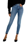 Good American Good Waist High Waist Distressed Release Hem Crop Jeans In Indigo699