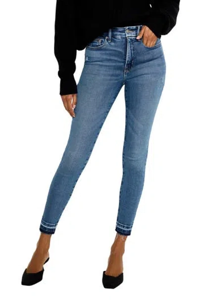 GOOD AMERICAN GOOD AMERICAN GOOD WAIST HIGH WAIST DISTRESSED RELEASE HEM CROP JEANS