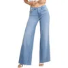 Good American Good Waist High Waist Raw Hem Wide Leg Palazzo Jeans In Blue
