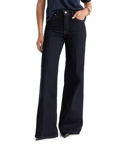 Good American Good Waist Mid Rise Palazzo Jeans In Rinse In Black