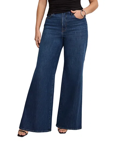 GOOD AMERICAN GOOD WAIST PALAZZO JEANS IN INDIGO