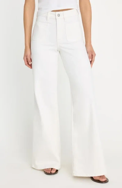 Good American Good Waist Patch Pocket High Waist Palazzo Jeans In White