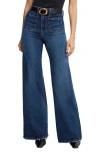 Good American Good Waist Patch Pocket High Waist Wide Leg Palazzo Jeans