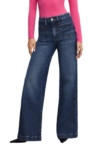 Good American Good Waist Patch Pocket Palazzo Jeans In Indigo759
