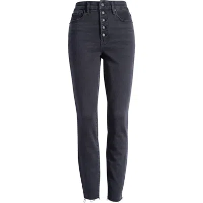 Good American Good Waist Raw Hem Crop Jeans In Black343