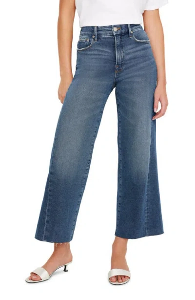 Good American Good Waist Raw Hem High Waist Crop Palazzo Jeans In Indigo549