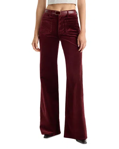 Good American Good Waist Velvet High Rise Palazzo Jeans In Berry Noir In Burgundy