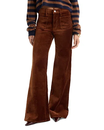 Good American Good Waist Velvet High Rise Palazzo Jeans In Bronze In Burgundy