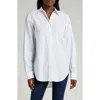 Good American Good Yarn Dye Cotton Poplin Button-up Shirt In Good Blue Stripe001
