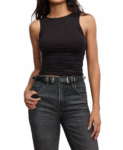 Good American Grace Stretch Jersey Ruched Tank Top In Black