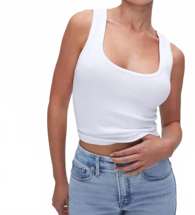 Good American Heritage Micro Rib Scoop Neck Tank Top In White
