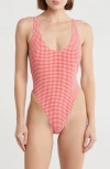 Good American High Leg One-piece Swimsuit In Pink