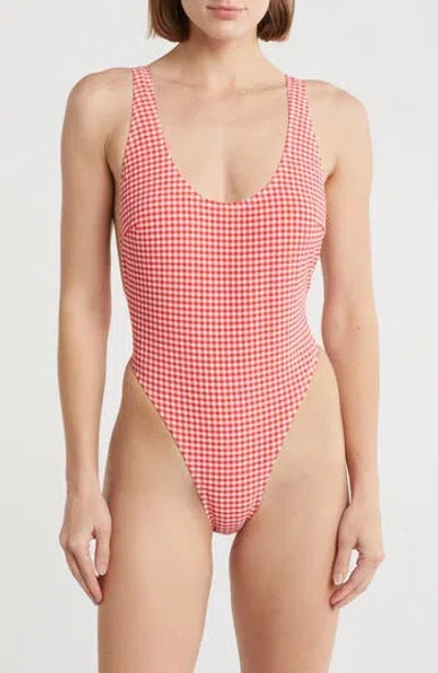 Good American High Leg One-piece Swimsuit In Pink