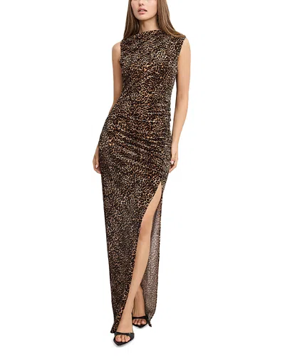 Good American High Neck Velvet Maxi Dress In Brown
