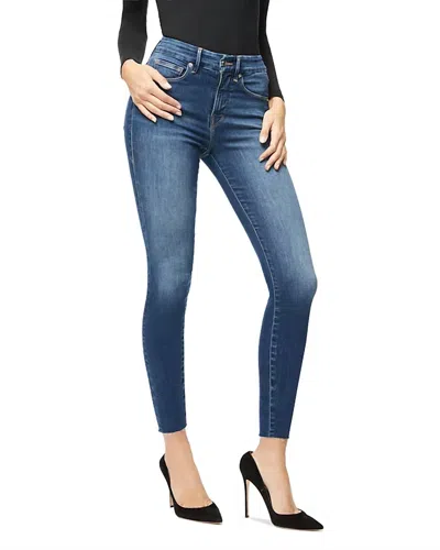 Good American High Waist Crop Raw Edge Jean In Blue