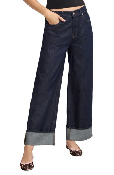 GOOD AMERICAN GOOD AMERICAN HIGH WAIST CUFFED BAGGY WIDE LEG JEANS