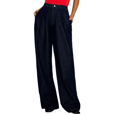 Good American High Waist Pleated Wide Legs In Indigo716