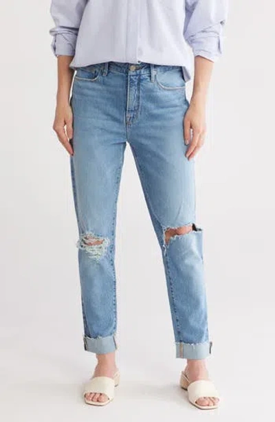 Good American High Waist Raw Hem Slim Jeans