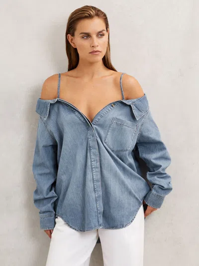 Good American Good Indigo Blue 100% Cotton Shirt