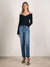 Good American Good Indigo Blue Straight Compression Jeans In Blue