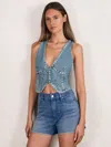 Good American Indigo Blue Studded Denim Vest In Blue