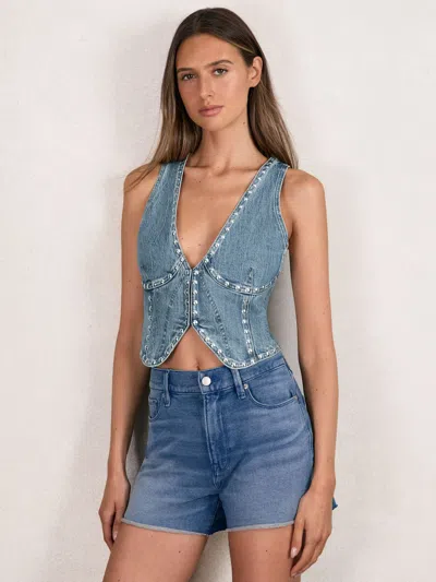 Good American Indigo Blue Studded Denim Vest
