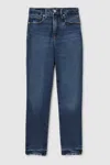 Good American Indigo  Mid Rise Raw Hem Skinny Jeans In Indigo