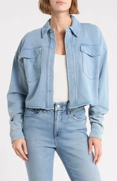 Good American Jeanius Crop French Terry Jacket In Indigo376