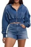 Good American Jeanius Crop French Terry Zip Hoodie In Indigo900
