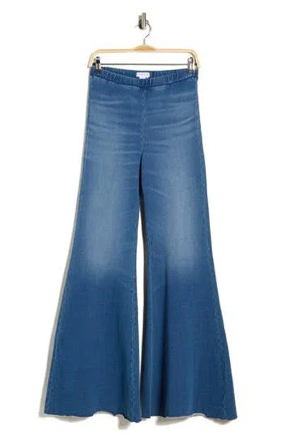 Good American Jeanius Flare Cotton French Terry Pants In Brown