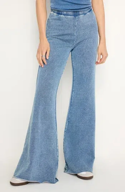 Good American Jeanius Flare Cotton French Terry Pants In Indigo